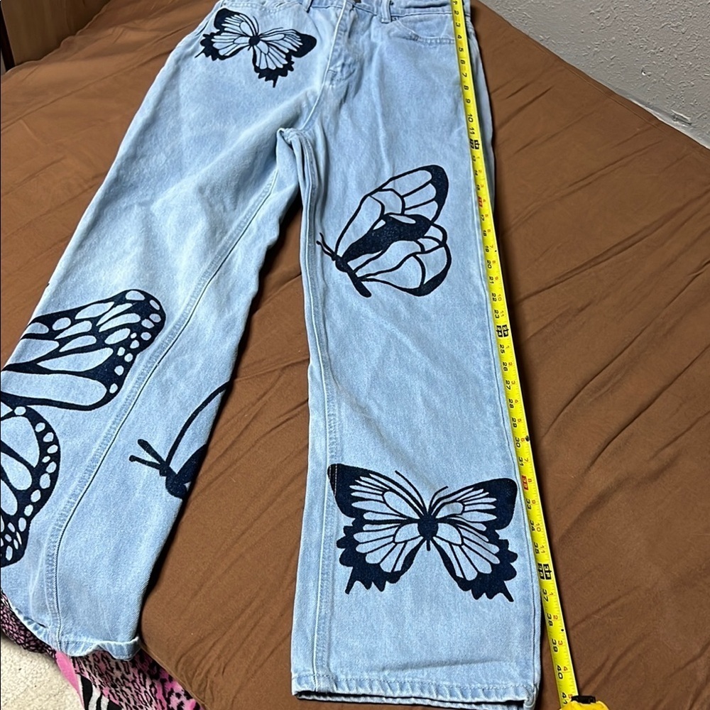 Simply society women Light Blue Jeans with Black Butterfly Design - Picture 3 of 8